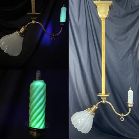 REWIRED Antique Victorian Arts Crafts Mission Electric Gas Ceiling Pendant Light Cover