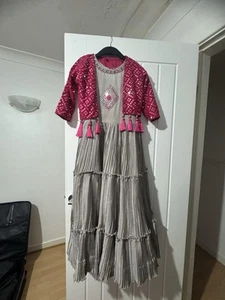 Girls Indian Style Dress : Size 30 - Hot Pink & Grey - Picture 1 of 5