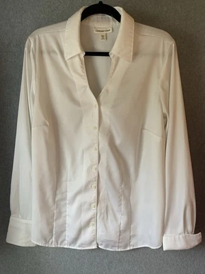 Camisa Coldwater Creek Abotonada Talla 1X Blusa Blanca Cuello Manga Larga Elegante Foto 1 de 4