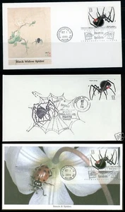 BLACK WIDOW #3351 US 3 Unique FIRST DAY COVERS - Picture 1 of 4