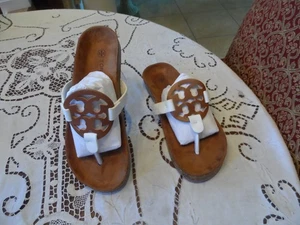 Neu Tory Burch Miller Cloud Kork braun/weiß Leder Größe 9B - Bild 1 von 16