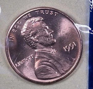 1991 P Lincoln Cent Penny 1C Philadelphia Mint cello Free Ship Uncirculated - Picture 1 of 2