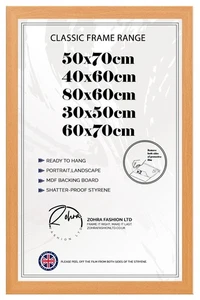 Posterrahmen 50x70 40x60cm 80x60cm 30x50cm 60x70cm BREIT für Home & Office Buche - Bild 1 von 41