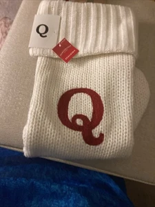 Target Wondershop Letter Initial "Q” Monogram 19" White & Red Knit Stocking - Picture 1 of 6
