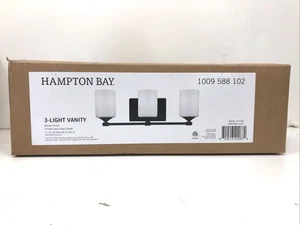 Hampton Bay Darlington 20.88 in. 3-Light Bronze Vanity Light Frosted Glass New - Picture 1 of 3