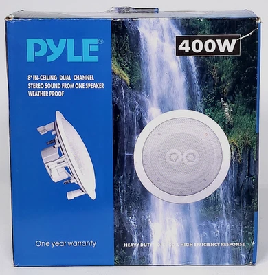 Altavoz de techo Pyle PWRC82 8" 400W doble canal interior exterior impermeable blanco Foto 1 de 4