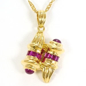 Jewelry 18K Yellow gold Necklace Ruby About6.4g About40cm Free shipping Used - Picture 1 of 8