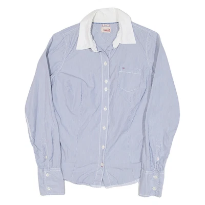 HILFIGER DENIM Womens Shirt Blue Striped Long Sleeve S — 第 1/4 张图片