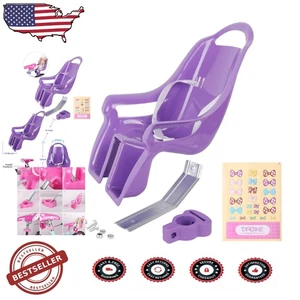 Mädchen Fahrrad Puppenträger Befestigung lila - passt 18" Puppen, DIY Aufkleber, Spaß Fahrt - Bild 1 von 8