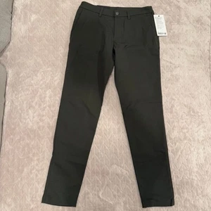 Pantalone uomo Lululemon ABC slim fit oliva scuro 32W x 34L twill liscio nuovo con etichetta - Foto 1 di 5