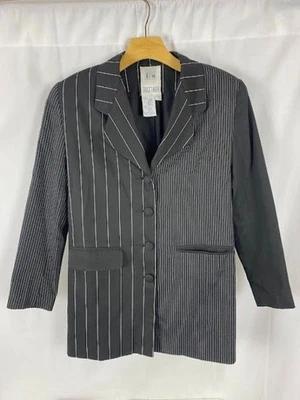 Vintage Together Black Pin Stripe Button Down Blazer Jacket Women's 2 - Image 1 of 4
