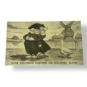 Postcard Mine Favoride Pastime Hans and Gretchen Series Dutch Humor D451 - Picture 1 of 2