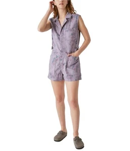 Lucky Brand Womens Laura Ashley Printed Coverall Shorts Jumpsuit, Purple, Large - Picture 1 of 1