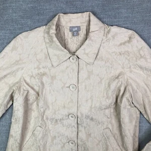J Jill Jacket Womens PL L Petite Beige Jacquard Stretch Collared Business Blazer - Picture 1 of 8