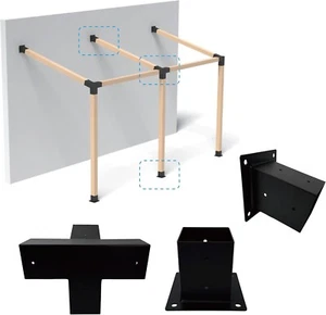 Kit de soporte para pérgola 4x4 para montaje en pared con extensión de techo 105° - acero negro - Imagen 1 de 6