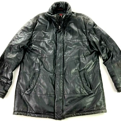 Chaqueta/abrigo de cuero negro a presión Torras para hombre de colección + cremallera • Talla EU 62 | US 52 Foto 1 de 4