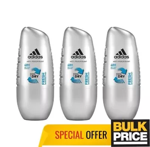 Adidas Men Cool Dry Fresh Roll-On Deodorant Long-Lasting Sweat Control 3-Pack - Picture 1 of 6