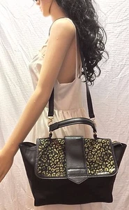 Le-Junev Black Leather Purse, Bag Top Handle Shoulder Bag - Picture 1 of 6