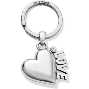 NWTag Brighton MY LOVE Silver Crystal Heart Key Fob MSRP $42 - Picture 1 of 2