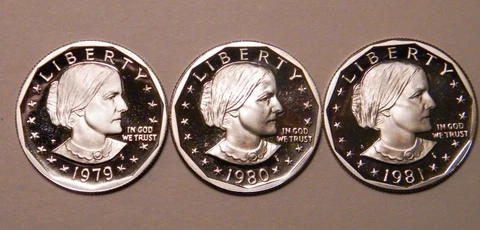 1979 1980 1981 S Susan B Anthony Gem Proof Dollar Run CN-Clad Type 1 US Coin Set Cover
