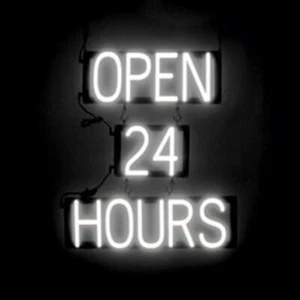 SpellBrite OPEN 24 HOURS Sign | Neon Sign Look, LED Light | 20.8" x 23.8" - Picture 1 of 11