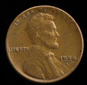 1954-S LINCOLN CENT (V437) WHEAT PENNY  MINT ERROR - Picture 1 of 3