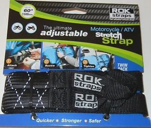 ROK Correas Ajustables para Equipaje Motocicleta Correas para Atar Paquete de 2 Reflectantes NEGRO - Imagen 1 de 5
