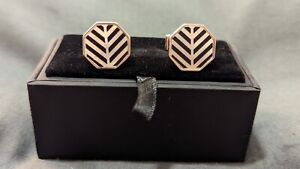 TM Lewin cufflinks. Mother of Pearl & black onyx geometric deco style. New boxed