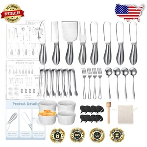 Elegant 38-Piece Charcuterie Accessory Set: Stainless Steel & Ceramic Utensils - Picture 1 of 9
