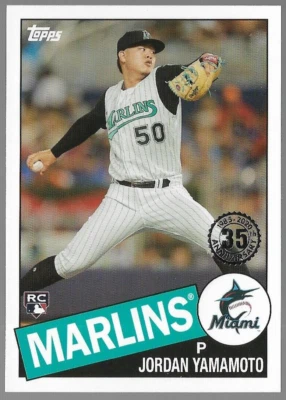 Jordan Yamamoto 2020 Topps 35th Anniversary 1985 Rookie #85-58 Miami Marlins RC - Image 1 of 2