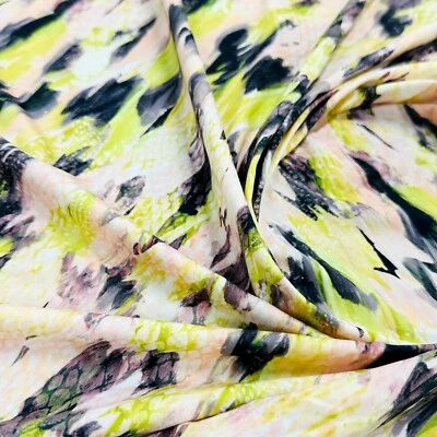 Yellow Abstract Print Nylon Spandex Fabric 4 Way Stretch By Yard for swimw - Image 1 of 4