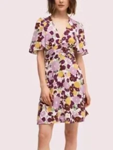 Kate Spade New York Swing Flora Mini Dress Women Size 0 Short Sleeve V Neck - Picture 1 of 14
