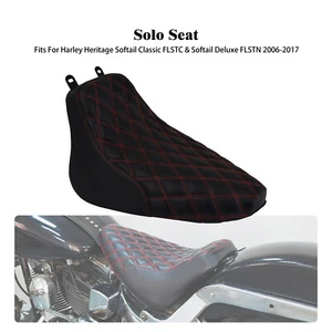 Driver Solo Seat Red Stitching For Harley Heritage Softail FLSTC Deluxe 06-2017 - Picture 1 of 17