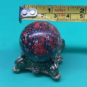 Vintage Hand Made PELTIER Glass Marble 30mm Galaxy Black Red #A