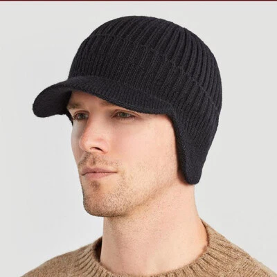 Hombres Mujeres Sombrero Tejido Invierno Cálido Elastizado Gorro Orejeras Gorra Exterior Ala Esquí Sombrero Foto 1 de 4