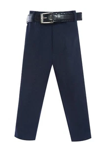 KIDS BOYS FORMAL DRESS PANT WITH BELT 1 PLEATED SIZE 2-20 NAVY BLACK KHAKI WHITE - Picture 1 of 8