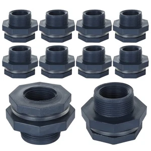10PCS 1 Inch PVC Bulkhead Fitting Double Threaded Bulkhead Water Tank Connect... - Picture 1 of 7