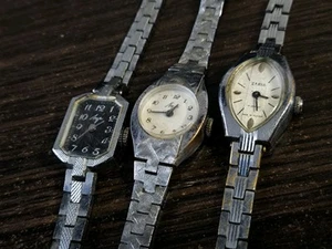 Watch Bracelet Vintage Soviet women's LUCH mechanical USSR 3pieces not work - Picture 1 of 19