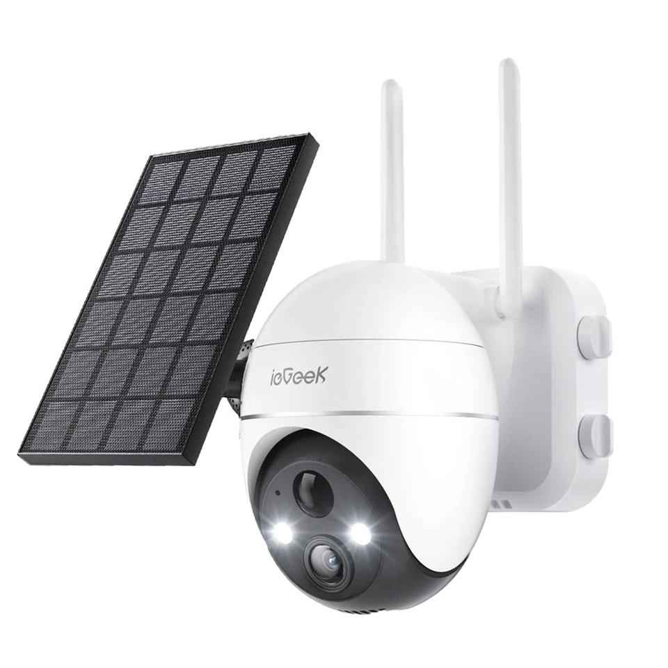 5MP Kabellose WLAN Überwachungskamera Aussen 360° PTZ Solar/Akku Kamera IP66 - Bild 1 von 4