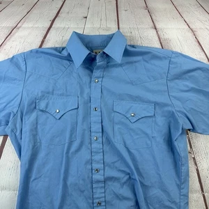 Ely Cattleman Shirt Mens Medium Blue Pearl Snap Western Cowboy Lightweight - Picture 1 of 10
