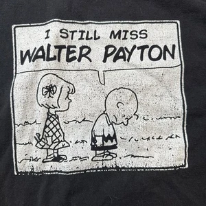 I Still Miss Walter Payton Charlie Brown Vintage Comic Black Shirt Large Bears - Picture 1 of 5