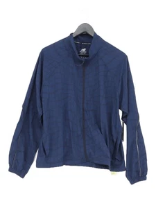 New Balance Men's Jacket L Blue Checkered 100% Nylon Overcoat - Picture 1 of 5