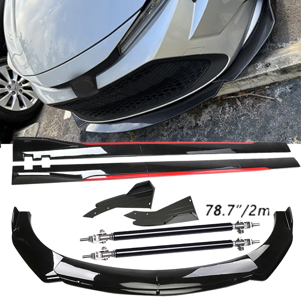 Front Bumper Lip Splitter Glossy Black Red Body Kit Side For Toyota Sienna Foto 1 de 4