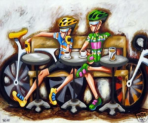 le tour bike cycling retro art painting street COA australia by andy baker 24" - Picture 1 of 2