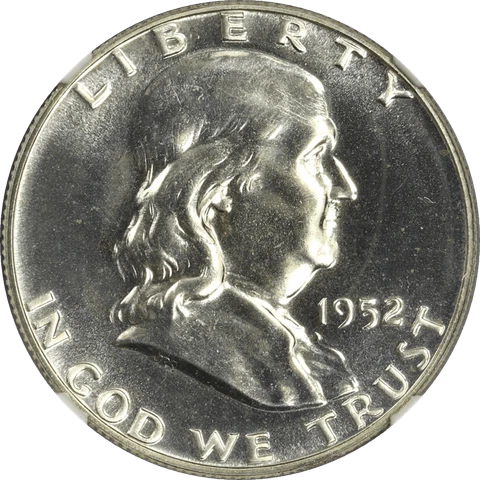 1952 Franklin Half Dollar 50c, NGC PR 66 CAC - Nice White Coin Cover