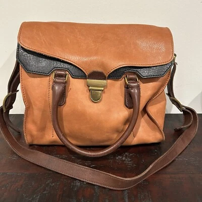 Vintage Madewell Tan Brown Black Leather Flap Shoulder Crossbody Purse - Image 1 of 4