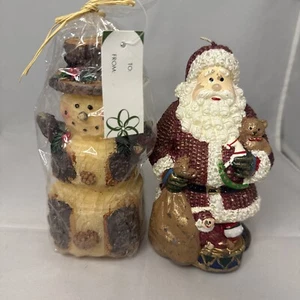 Santa Claus and Snowman Decorative Christmas Candle Unbranded 6x2 - Picture 1 of 15