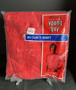 Vintage 70er Jockey Young Guy Bo’ Sun schlichtes rotes T-Shirt Größe 18 Brustumfang 36 – NEU - Bild 1 von 7