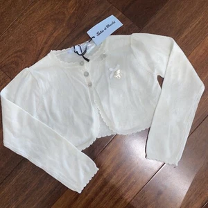 NWT 5 Yr Tartine & Chocolat Bow Cardigan Hedgehog Charm Cardigan Sweater Girls - Picture 1 of 6