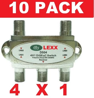 LOT OF 10  DISEqC 4X1 HD SATELLITE MULTI SWITCH  DISH FTA LNB DIRECTV NETWORK TV - Image 1 of 4